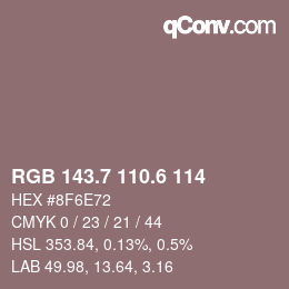 カラーコード: RGB 143.7 110.6 114 | qconv.com