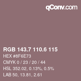 カラーコード: RGB 143.7 110.6 115 | qconv.com