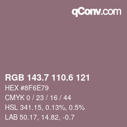 カラーコード: RGB 143.7 110.6 121 | qconv.com