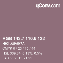 カラーコード: RGB 143.7 110.6 122 | qconv.com