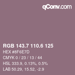 カラーコード: RGB 143.7 110.6 125 | qconv.com