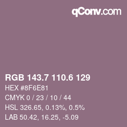 カラーコード: RGB 143.7 110.6 129 | qconv.com