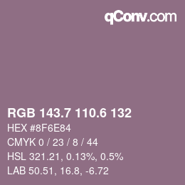カラーコード: RGB 143.7 110.6 132 | qconv.com