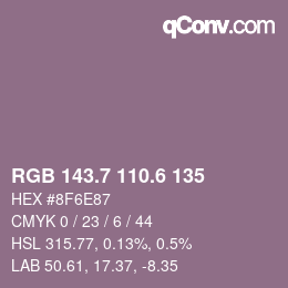 カラーコード: RGB 143.7 110.6 135 | qconv.com
