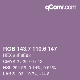 カラーコード: RGB 143.7 110.6 147 | qconv.com