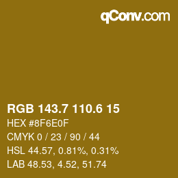 カラーコード: RGB 143.7 110.6 15 | qconv.com