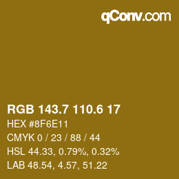 カラーコード: RGB 143.7 110.6 17 | qconv.com