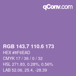 カラーコード: RGB 143.7 110.6 173 | qconv.com