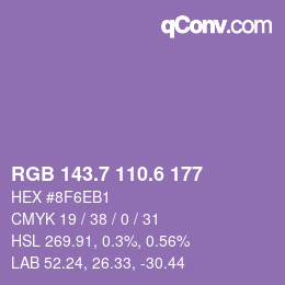 カラーコード: RGB 143.7 110.6 177 | qconv.com