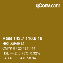 カラーコード: RGB 143.7 110.6 18 | qconv.com