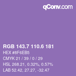 カラーコード: RGB 143.7 110.6 181 | qconv.com