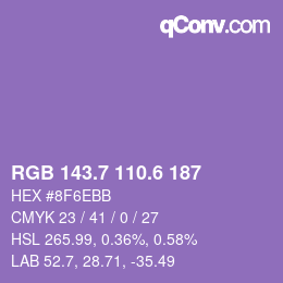 カラーコード: RGB 143.7 110.6 187 | qconv.com