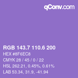 カラーコード: RGB 143.7 110.6 200 | qconv.com