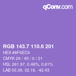 カラーコード: RGB 143.7 110.6 201 | qconv.com