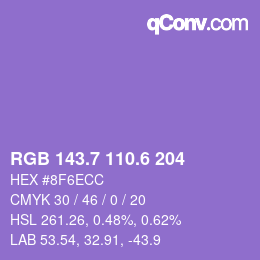 カラーコード: RGB 143.7 110.6 204 | qconv.com