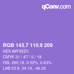 カラーコード: RGB 143.7 110.6 209 | qconv.com