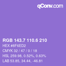 カラーコード: RGB 143.7 110.6 210 | qconv.com