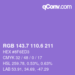 カラーコード: RGB 143.7 110.6 211 | qconv.com