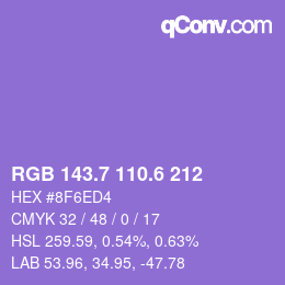 カラーコード: RGB 143.7 110.6 212 | qconv.com