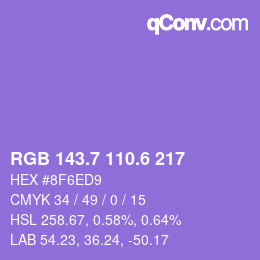 カラーコード: RGB 143.7 110.6 217 | qconv.com
