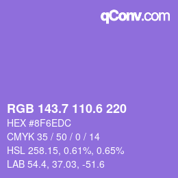 カラーコード: RGB 143.7 110.6 220 | qconv.com