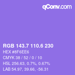 カラーコード: RGB 143.7 110.6 230 | qconv.com