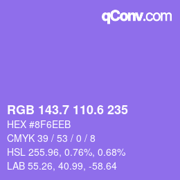 カラーコード: RGB 143.7 110.6 235 | qconv.com