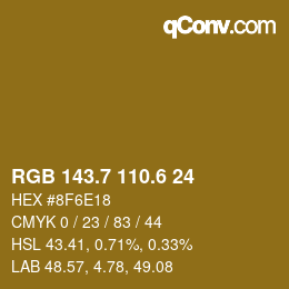 カラーコード: RGB 143.7 110.6 24 | qconv.com