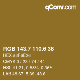 カラーコード: RGB 143.7 110.6 38 | qconv.com