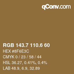 カラーコード: RGB 143.7 110.6 60 | qconv.com