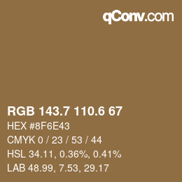 カラーコード: RGB 143.7 110.6 67 | qconv.com