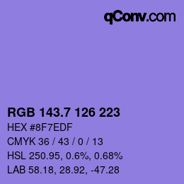 カラーコード: RGB 143.7 126 223 | qconv.com