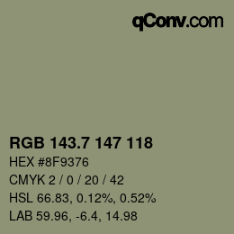 カラーコード: RGB 143.7 147 118 | qconv.com