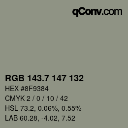 カラーコード: RGB 143.7 147 132 | qconv.com