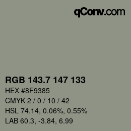 カラーコード: RGB 143.7 147 133 | qconv.com