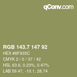 カラーコード: RGB 143.7 147 92 | qconv.com