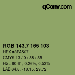 カラーコード: RGB 143.7 165 103 | qconv.com