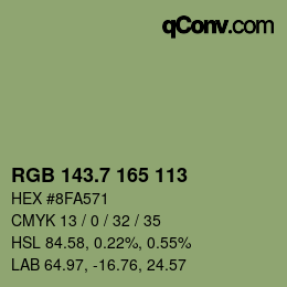 カラーコード: RGB 143.7 165 113 | qconv.com