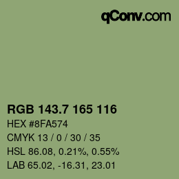 カラーコード: RGB 143.7 165 116 | qconv.com