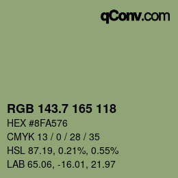 カラーコード: RGB 143.7 165 118 | qconv.com