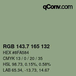 カラーコード: RGB 143.7 165 132 | qconv.com