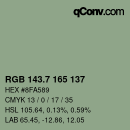 カラーコード: RGB 143.7 165 137 | qconv.com