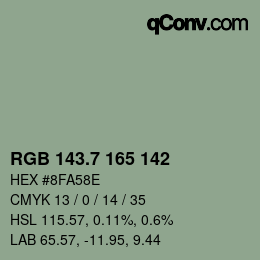 カラーコード: RGB 143.7 165 142 | qconv.com