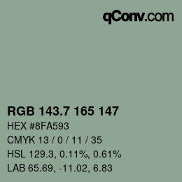 カラーコード: RGB 143.7 165 147 | qconv.com