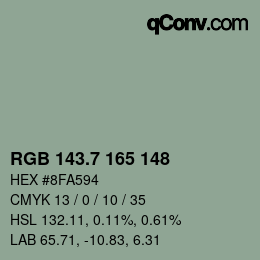 カラーコード: RGB 143.7 165 148 | qconv.com