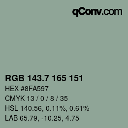 カラーコード: RGB 143.7 165 151 | qconv.com