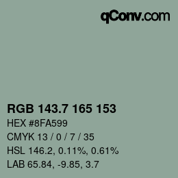 カラーコード: RGB 143.7 165 153 | qconv.com