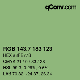 カラーコード: RGB 143.7 183 123 | qconv.com