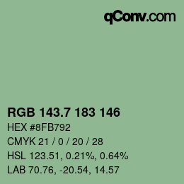 カラーコード: RGB 143.7 183 146 | qconv.com