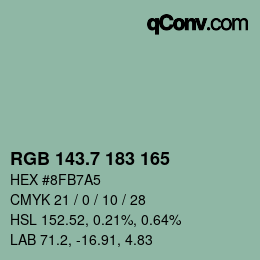 カラーコード: RGB 143.7 183 165 | qconv.com